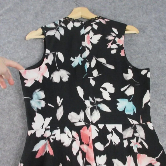 Dress The Population Women Floral Wrap Dress Asymmetrical Hem Black Size L - Picture 6 of 12